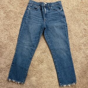 Madewell Classic Blue High Rise Slim Crop Boyjean Fit Jeans